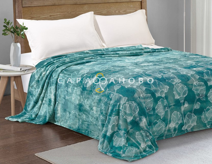 Ткань Велсофт 205 см 270 г/м2 рис Нежные бутоны (мята), рисунок 156-pf, фото 1