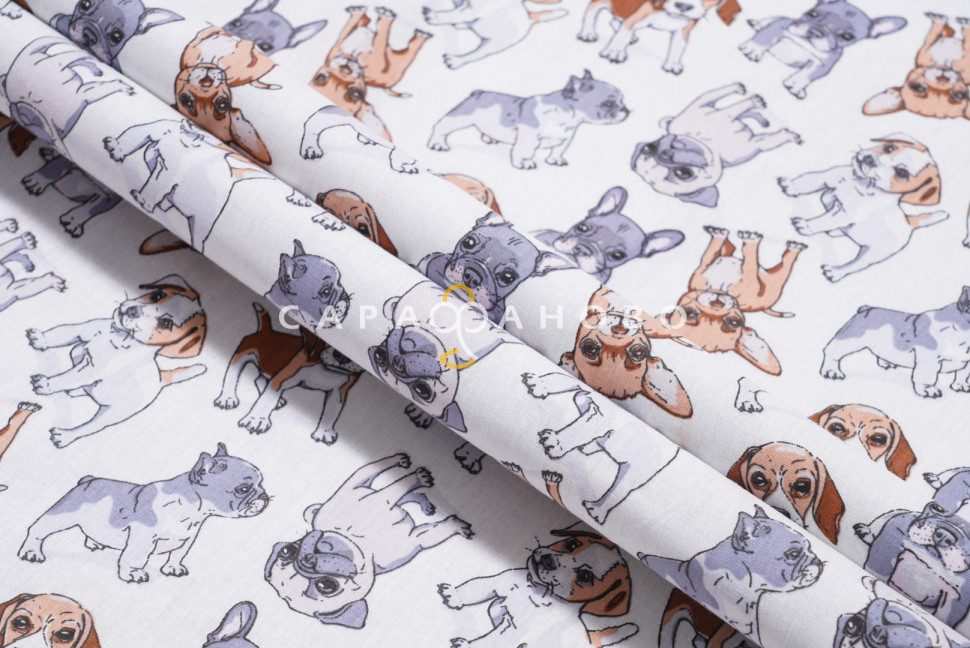 Ткань Поплин Детский 150 см рис. Щенки 2393-1, фото 7