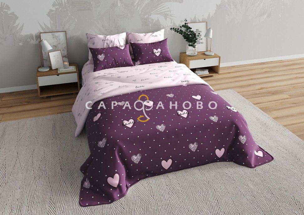Ткань Перкаль 220 см 115 гр рис Сердечки с горошком вид 1 (основа), фото 1