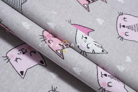 Ткань Бязь 150 см рис. 7273/3 Котики (розовые)