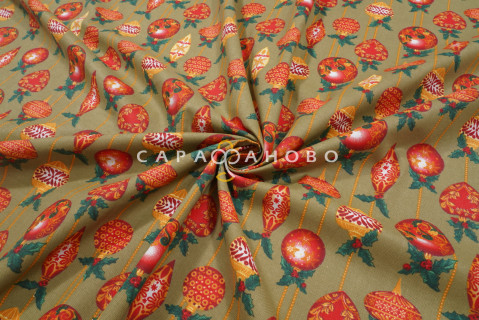 Ткань Рогожка 150 см 170 гр 500016/1 Елочные игрушки