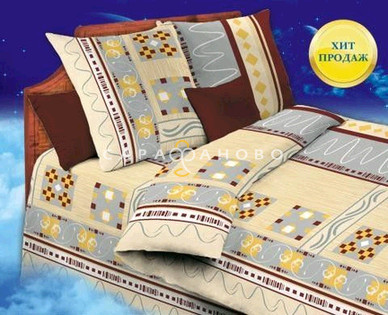 Ткань Бязь детская 150 см 120 гр рис Неаполь 1162-1 бежевый, фото 1