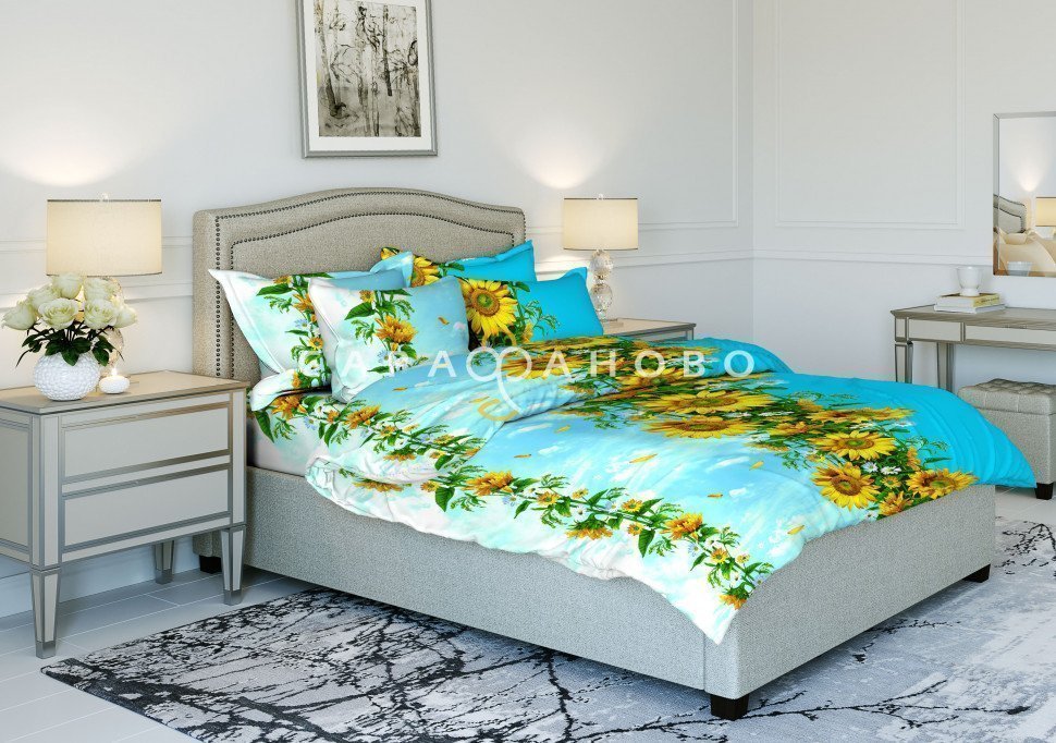 Ткань Бязь 150 см рис. 3807-2 "Цветок солнца", фото 1