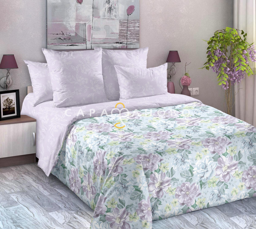 Ткань Сатин 220 см 120 гр рис. Цветущие мечты вид 2 (основа), фото 1