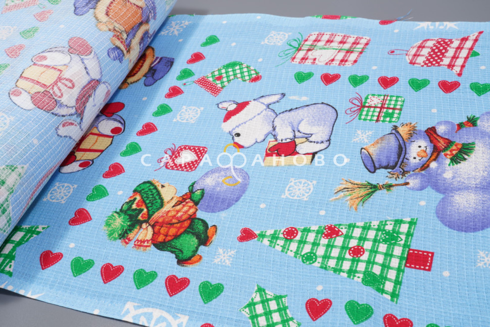 Ткань Вафельное полотно 45 см 144 гр рис 1208 вид 3 голубой, фото 2