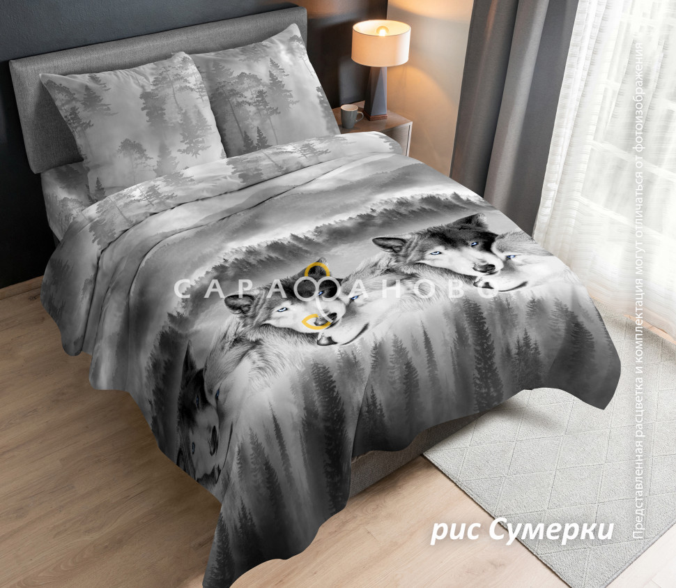 Ткань Перкаль 220 см 115 гр рис Сумерки вид 1 (компаньон), фото 1