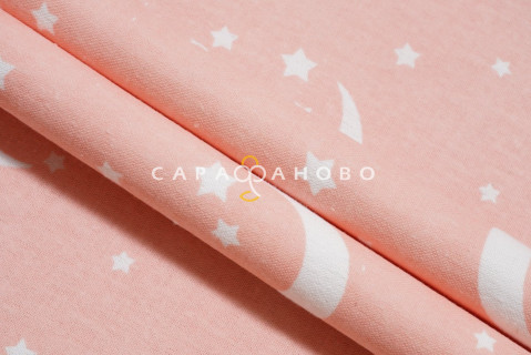 Ткань Фланель 90 см рис. 9466 "Спокойной ночи" (персик)