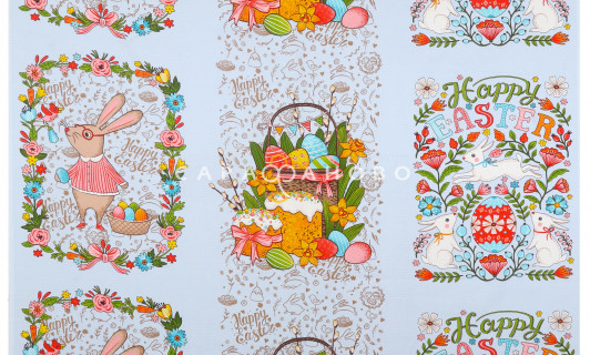 Ткань Полотно вафельное 150 см рис 35066 вид 2 Happy Easter