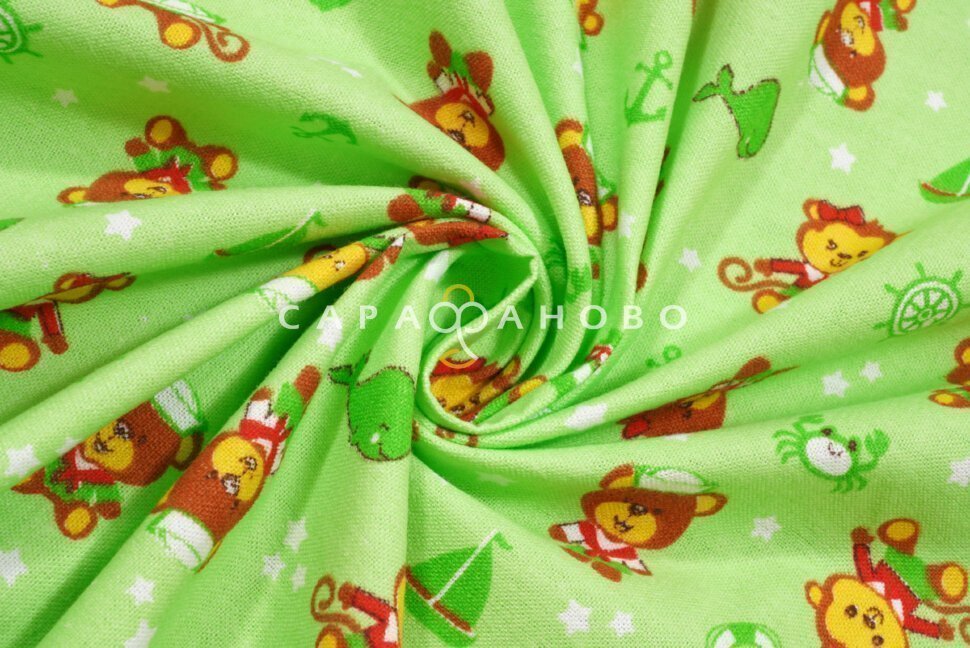 Ткань Фланель 90 см рис.  5266-3 "Мишка - морячок", фото 6