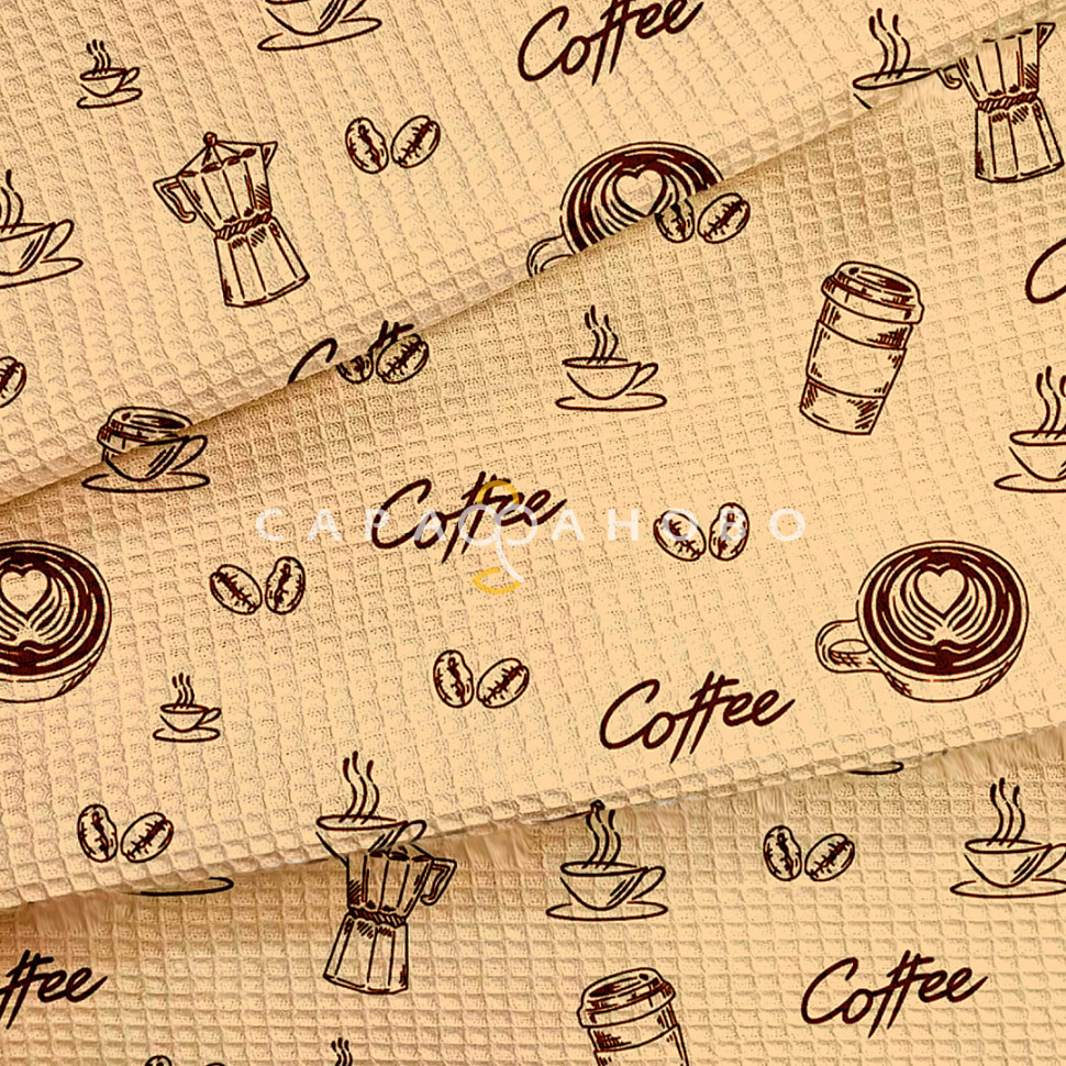 Ткань Полотно вафельное 50 см рис 29499 вид 1 "Кофе-брейк" , фото 1