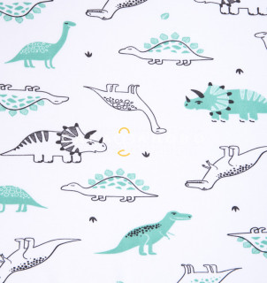 Ткань Интерлок 40/1 Пенье Cute dinos новый белый