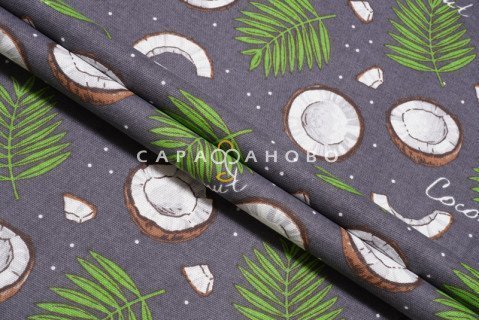 Ткань Рогожка 150 см рис Кокосы (3083-3)