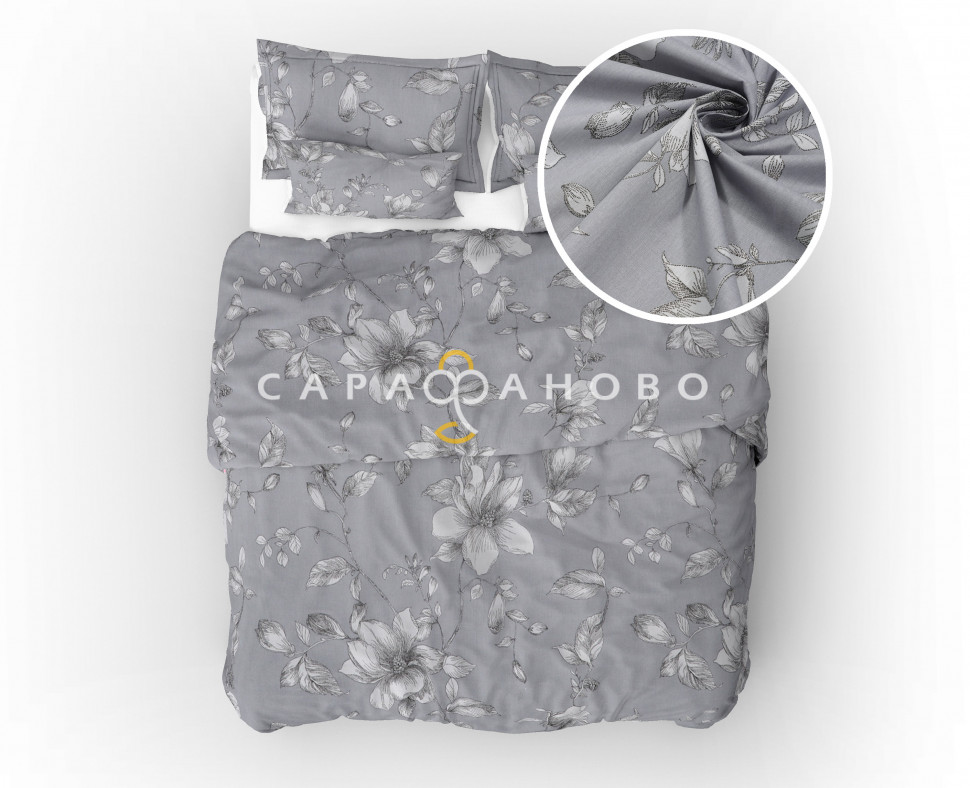 Ткань Бязь 150 см 120 гр рис Грация вид 8 серый (На отрез), фото 1