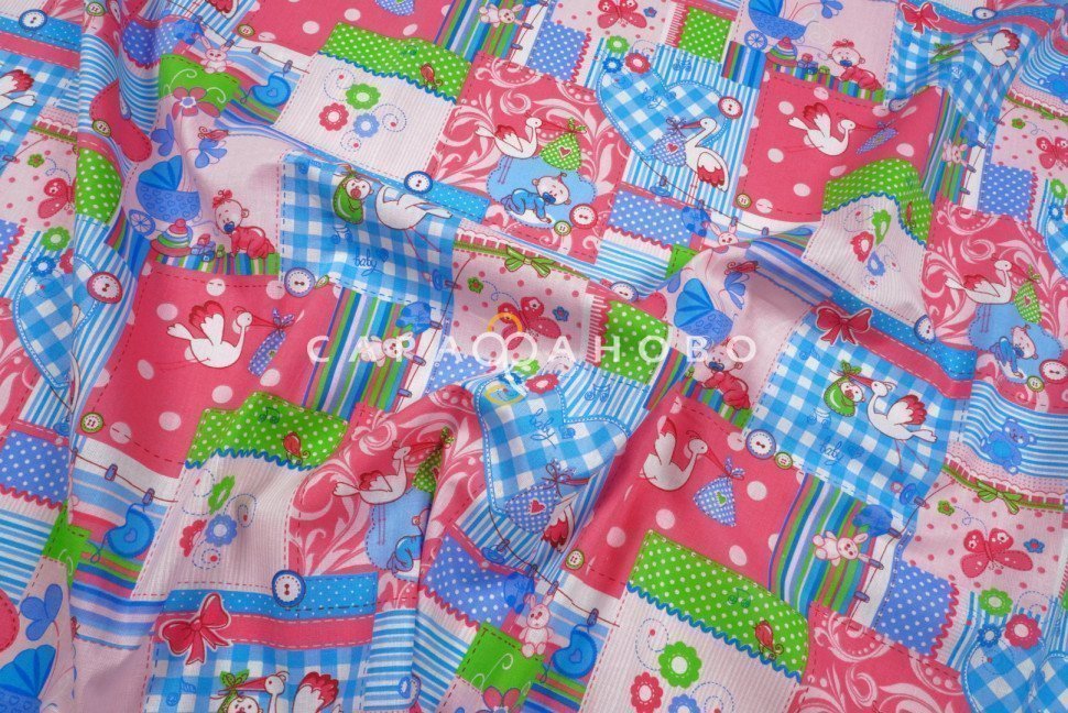 Бязь набивная 150 см №664-1п Аисты, фото 3