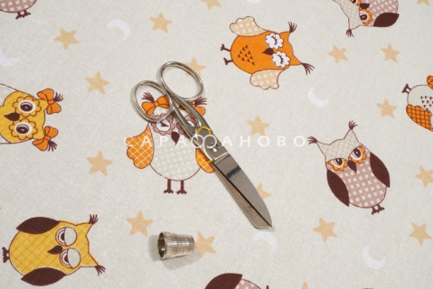 Ткань Бязь 150 см Детская коллекция "Совушки" рис 5215 вид 2
