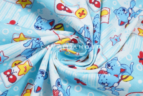 Ткань Фланель 90 см рис. 5278-1 "Игривый котенок"
