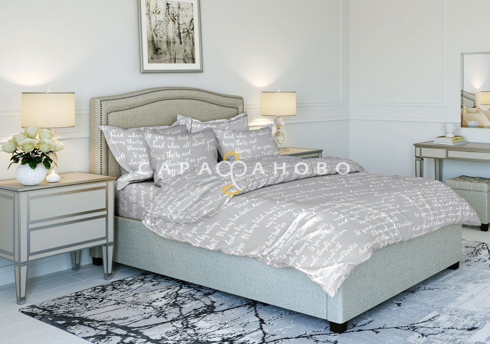 Ткань Бязь 220 см рис. 9734-2 "Леттеринг", фото 1