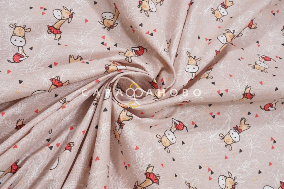 Ткань бязь 150 см 140 гр рис. 163в1/1 Жирафы, фото 5