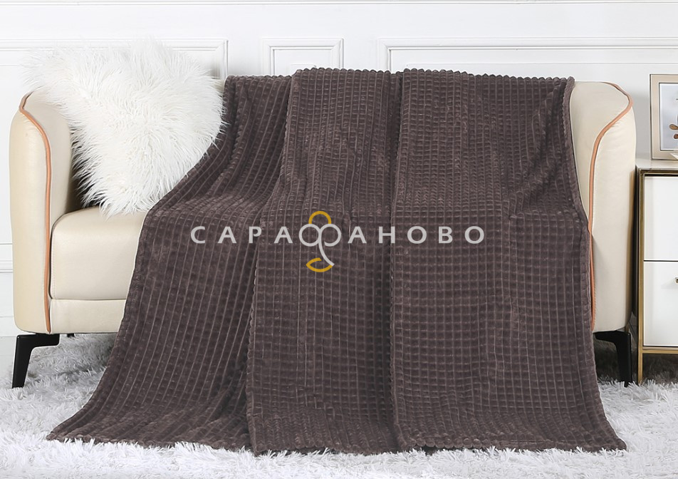 Ткань Велсофт 205 см 270 г/м2 рис Клеточка кофейная, рисунок 004-cre, фото 1