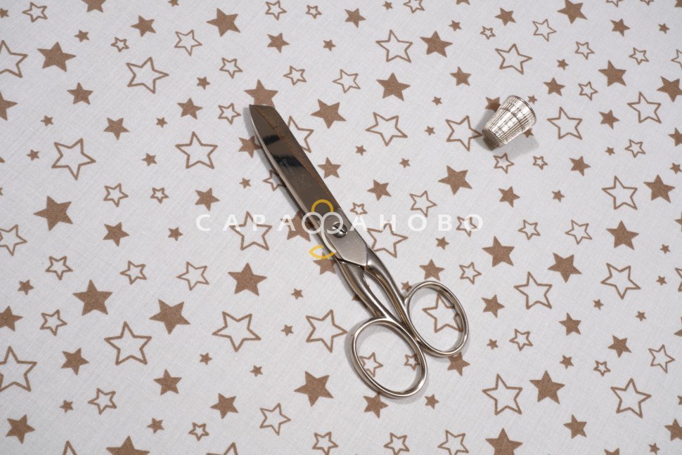 Ткань Перкаль Premium 150 см рис. 8060/34 Звездное небо (кофе), фото 3