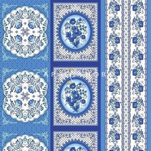 Ткань Полотно Вафельное 150 "Гжель" рис 8254-1, фото 1