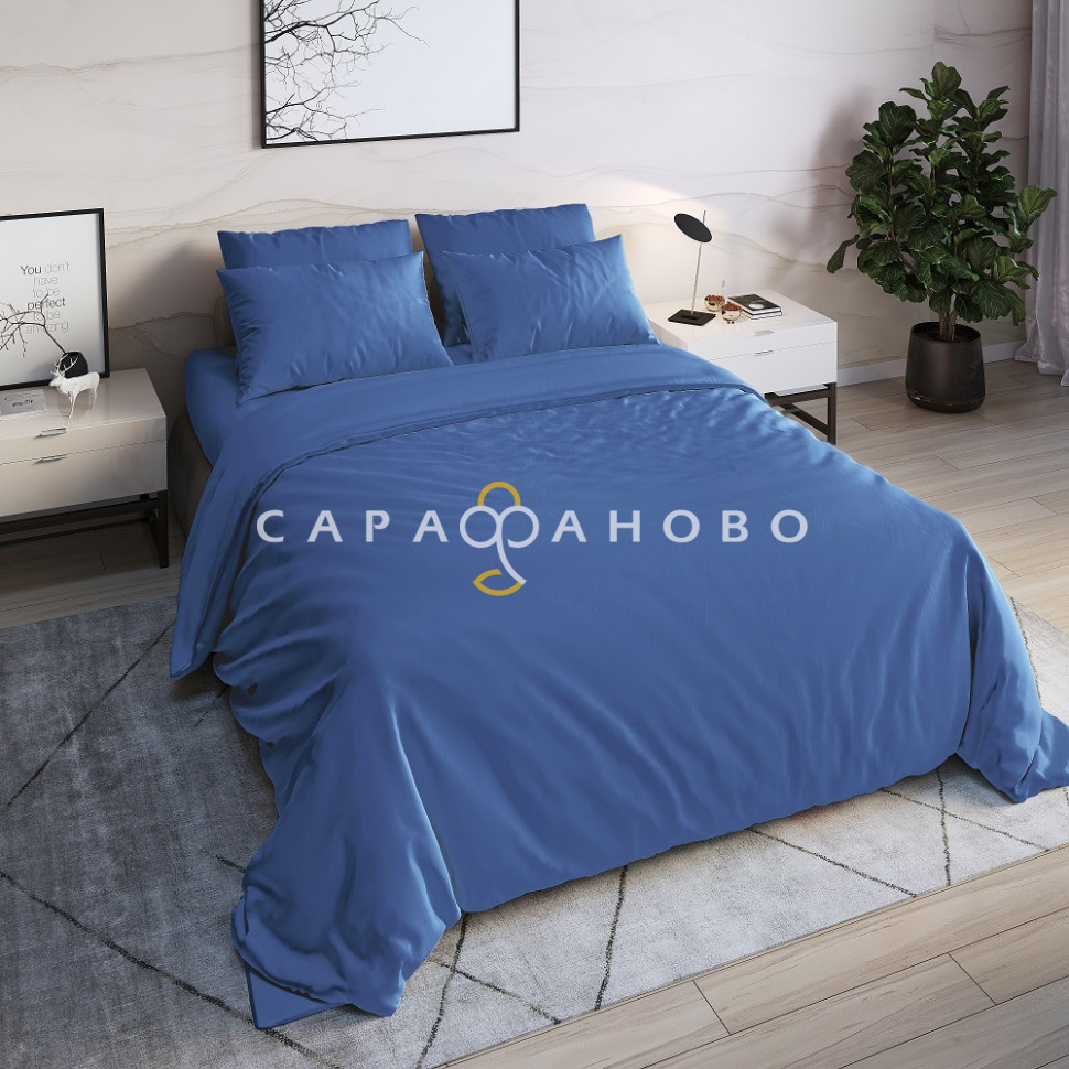 Ткань Сатин Твил 220 см 115 гр Синий рис 38011/18-3921, фото 1