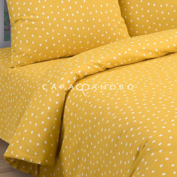 Ткань Бязь 150 см рис. 500206\1 Горошки желт. , фото 2