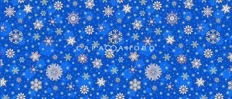 Ткань Полотно вафельное 150 см "Снежинки" рис 35033 вид 3