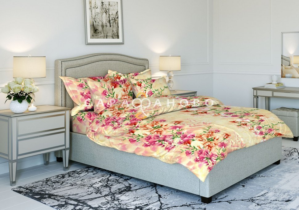 Ткань Бязь 150 см рис. 5200-2 "Душистый горошек", фото 1