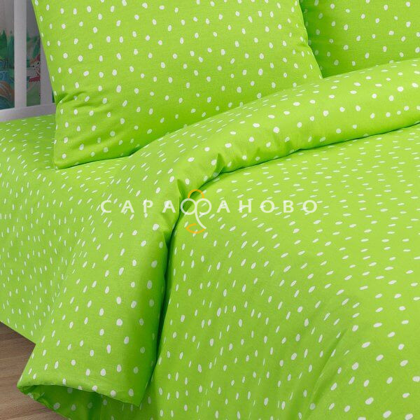Ткань Бязь 150 см рис. 500206\2 Горошки зел. , фото 2