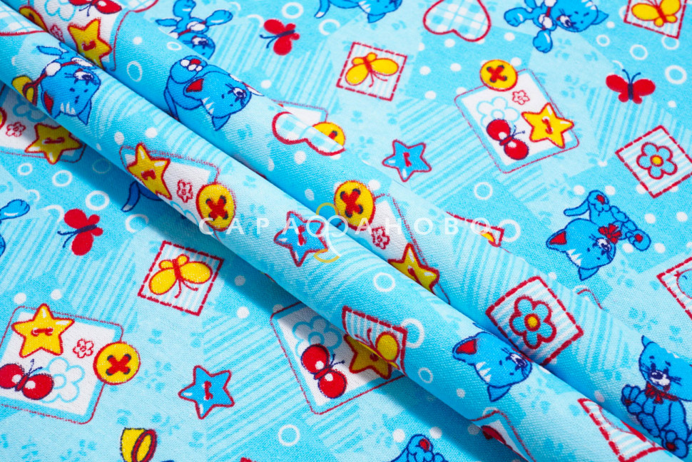 Ткань Фланель 75 см рис. 5277-1 "Игривый котенок" грунт, фото 6