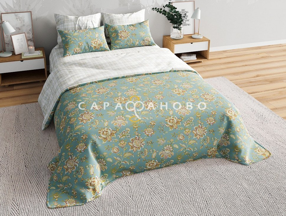 Ткань Перкаль 220 см рис. Стилизованные цветы 1 (основа), фото 1
