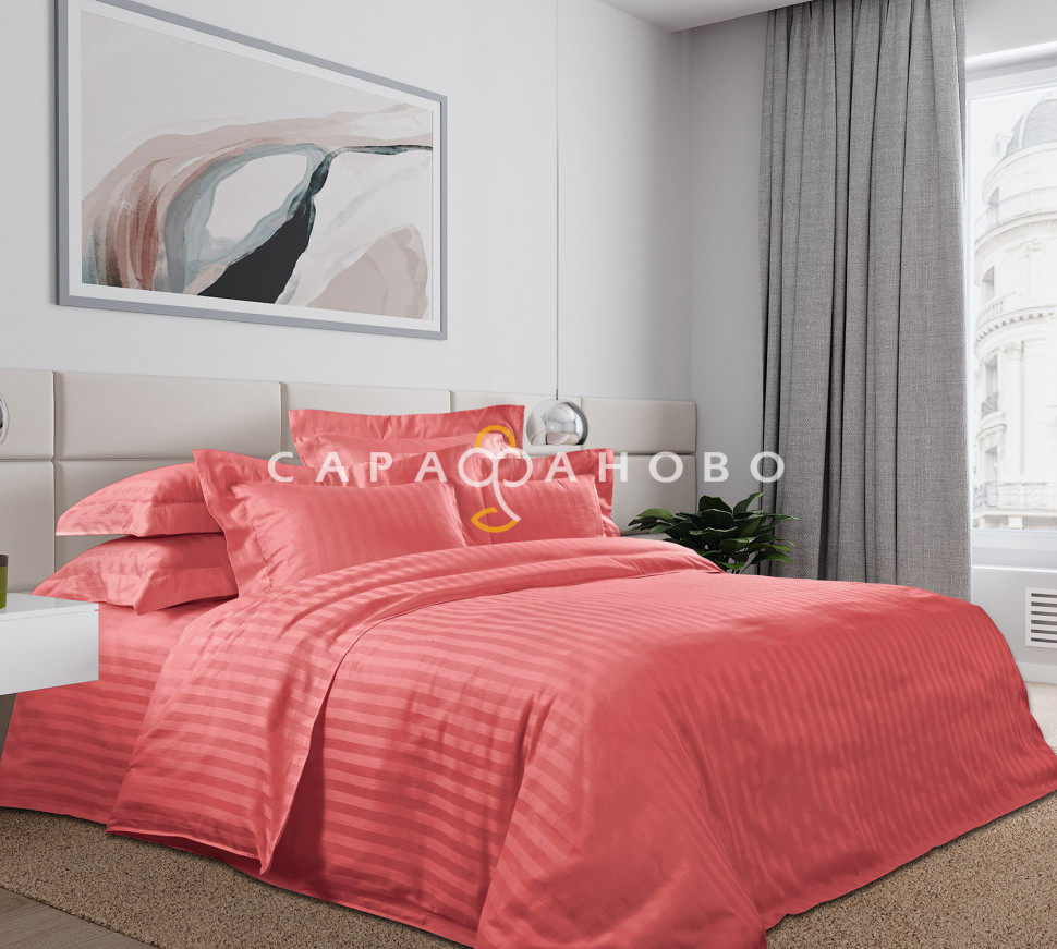 Ткань Сатин Страйп 1х1 250 см 120 гр цвет Терракотовый 86148/3, фото 1