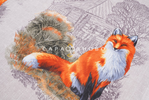 Ткань Рогожка 150 см Лисы рис 35025 вид 1