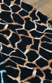 Трикотаж на меху 150 см 400 г/м2 рис Жираф черно-бронзовый