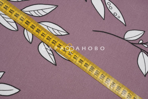 Ткань Поплин 220 см. Веточки дым. роза рис. 28299/4