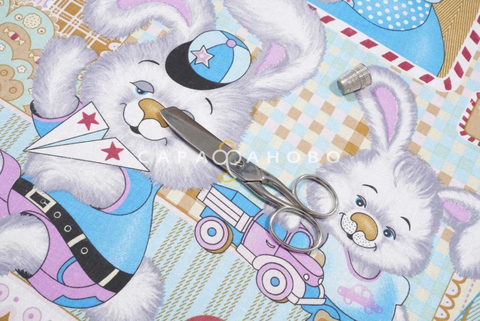 Перкаль 150 см рис. 93721 Зайкин город (основа), фото 8
