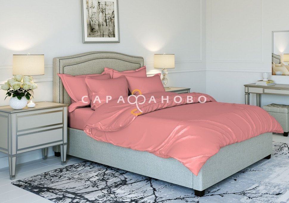 Ткань Поплин 220 см рис.  600 "Коралово-розовый", фото 1