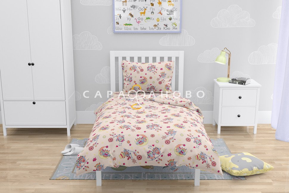 Ткань Бязь 150 см рис. 7559-1 "Совушки", фото 1