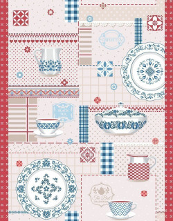 Ткань Полотно вафельное 50 см "Сервиз" рис 5534 вид 1