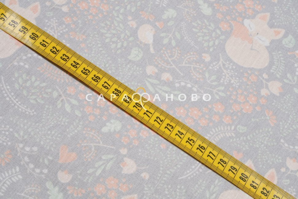 Ткань Бязь 150 см. Лисички серый рис. 7247/1, фото 5