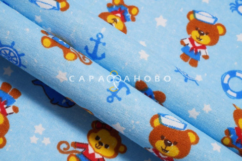 Ткань Фланель 75 см рис. 5093-1 "Мишка - морячок"
