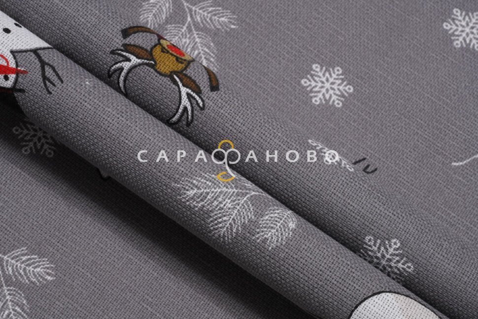 Ткань Рогожка 150 см рис. 7374/1 Зимняя сказка, фото 4