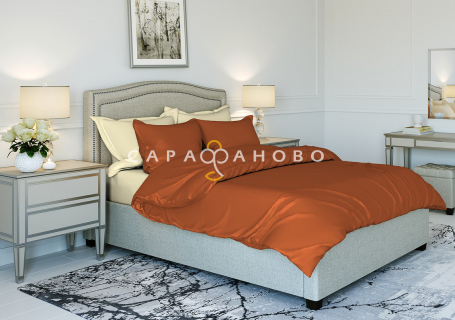 Ткань Поплин 220 см рис. 090505+050203 "Терракот"