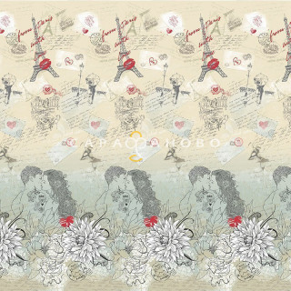 Ткань Перкаль 220 см "Тату" рис 6714 вид 1