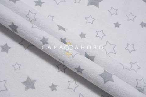 Ткань Фланель 90 см рис. 9465-4 "Звезды" серый
