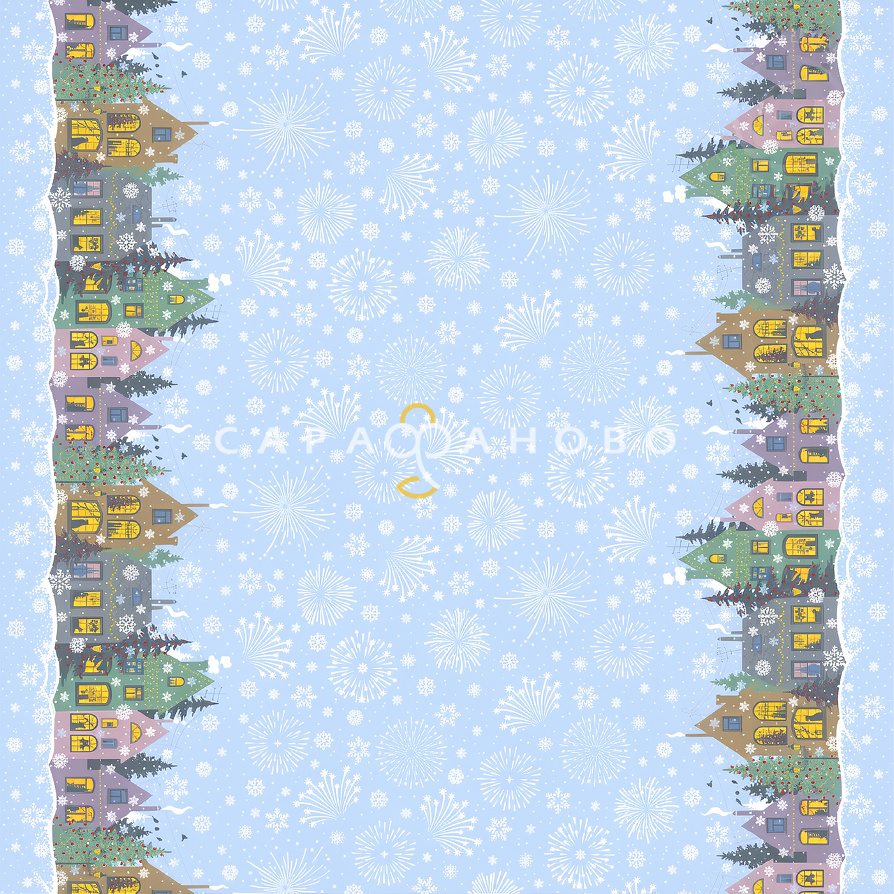 Ткань Рогожка 150 см 170 гр рис Куранты 13664-1 , фото 1