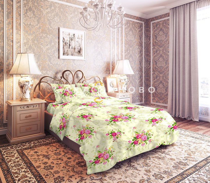 Ткань Бязь 150 см рис. 3080-1 "Французские букетики", фото 1