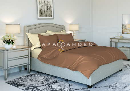 Ткань Поплин 220 см рис. 050203+121002 "Шоколад"