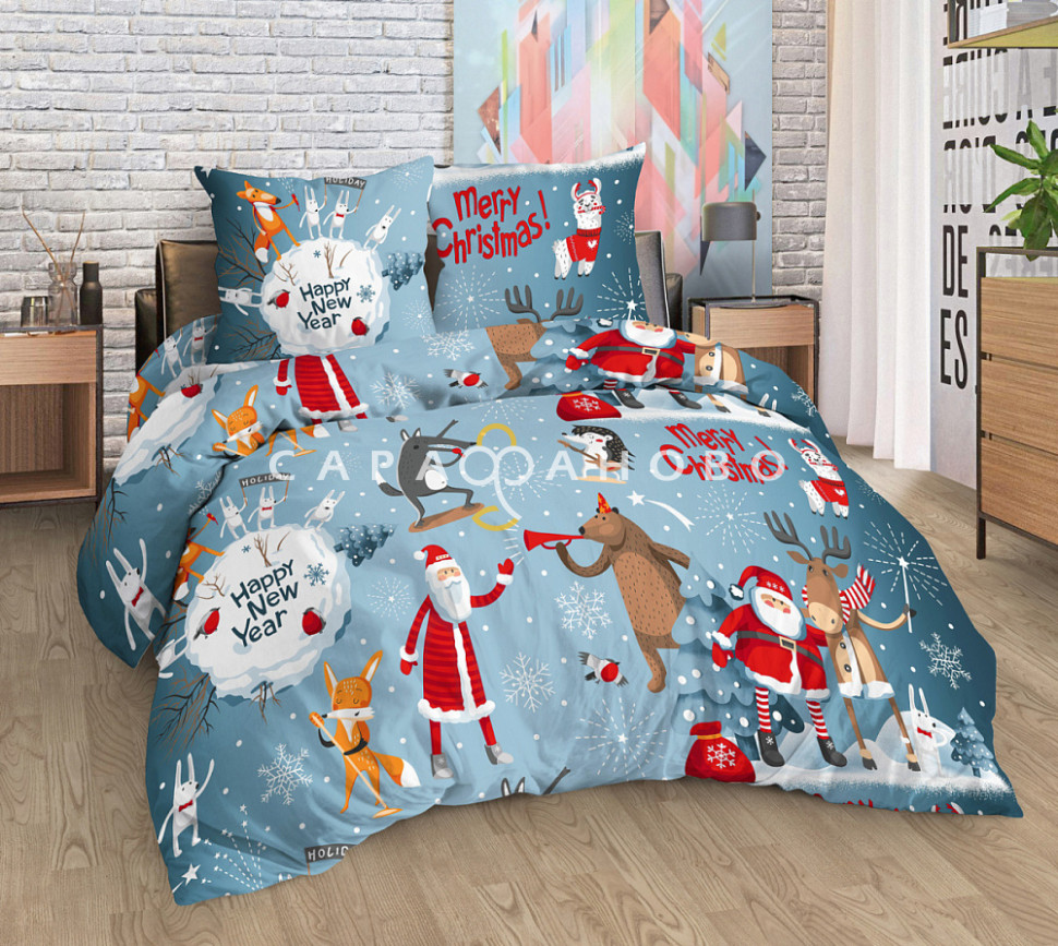 Ткань Бязь 150 см 125 гр рис. Новогодняя история, фото 1